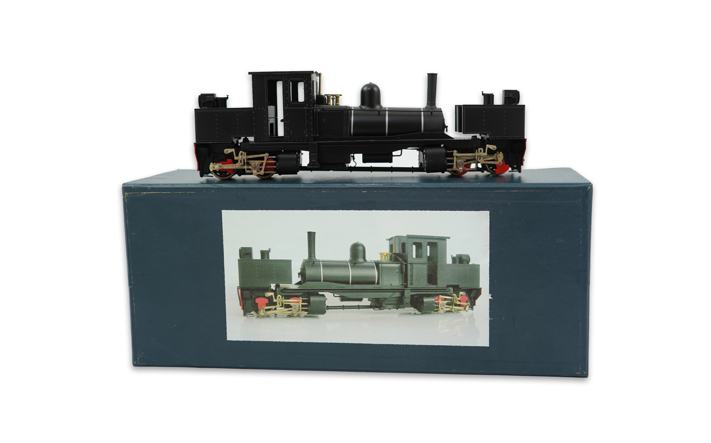 An On30 gauge (1:48 scale) 0-4-0+0-4-0 Garratt locomotive, a finely detailed model, of painted brass, etc. construction, running on 00 gauge track and powered for two rail operation